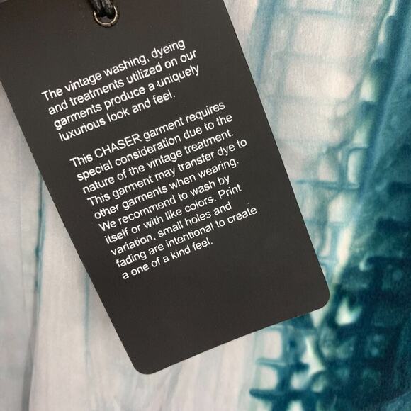 NEW Chaser Sz M Blue Tie Dye Button Trim Cropped Beach Pull On Pants Swim Cover - Picture 4 of 7